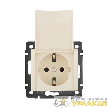 Розетка 1-м СП Valena 16А IP21 2P+E с заземл. защ. шторки с крышкой винты механизм сл. кость Leg 774322