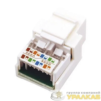 Модуль Keystone Jack RJ45 (8P8C) кат.5E UTP неэкранир. тип 180град. бел. Rexant 03-1011
