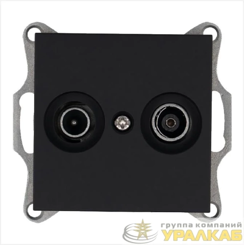 Розетка телевизионная оконечная TV + FM 2-м Ф9.5мм механизм черн. матовый soft touch Jasmart 