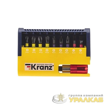 Набор бит с магнитным держателем пластиковый кейс 10 шт Kranz KR-92-0466