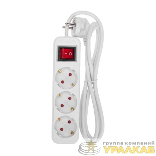 Удлинитель 3х1.5м с заземл. STANDARD 3х1кв.мм с выкл. бел. Rexant 13-4012 детальная картинка