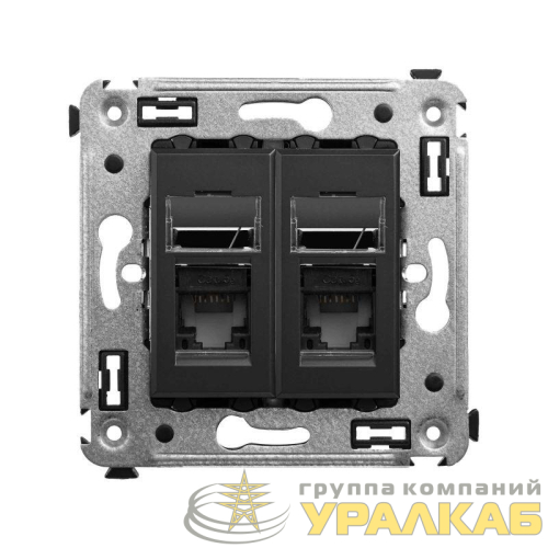Розетка компьютерная 2-м СП Avanti "Черный матовый" RJ45 кат.5E DKC 4412464 детальная картинка
