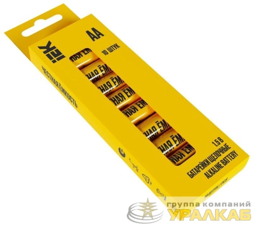 Элемент питания алкалиновый AA/LR6 Alkaline бокс (уп.10шт) IEK ABT-LR06-OP-B10 детальная картинка