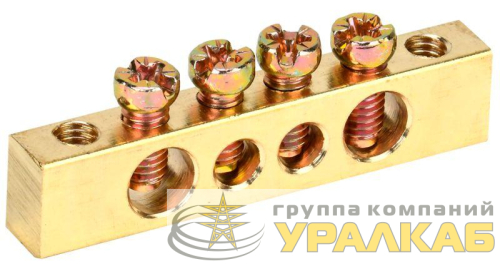Шина PEN "земля-ноль" 6х9мм 4/2 (4группы/крепеж по краям) IEK YNN11-04-100 детальная картинка