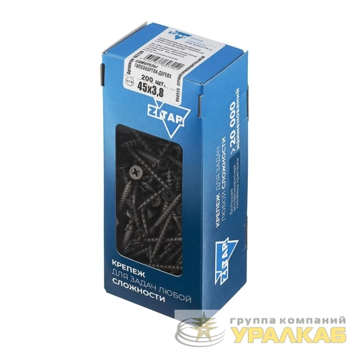 Саморез 3.8х45 гипсокартон-дерево (уп.200шт) коробка Tech-Krep 102124 детальная картинка