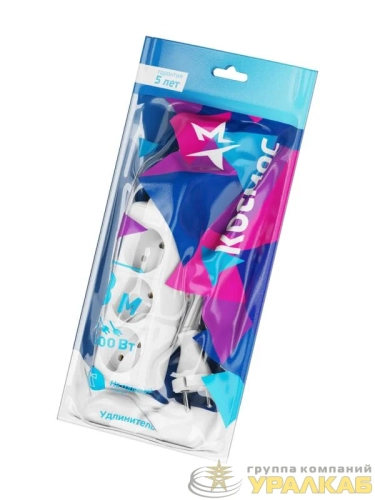 Удлинитель 3х3м без заземл. 16А IP20 ПВС 2х1.5 КОСМОС 