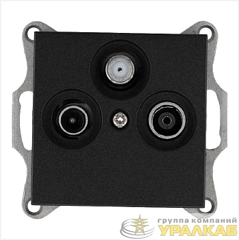 Розетка телевизионная оконечная TV + FM + SAT 3-м Ф9.5мм механизм антрацит Jasmart G6206B