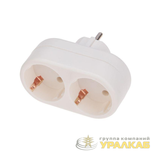 Разветвитель 2-м с заземл. 16А IP20 бел. Rexant 11-1075 детальная картинка