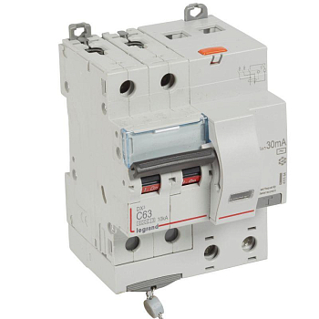 Выключатель автоматический дифференциального тока 2п C 63А 30мА тип AC 6кА DX3 4мод. Leg 411164