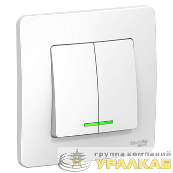 Выключатель 2-кл. СП Blanca 10А IP20 (сх. 5) 250В с подсветкой бел. SE BLNVS010511