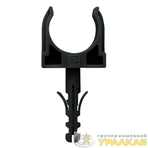Держатель для труб (клипса) d32мм с дюбелем черн. (в малой упак.) (уп.10шт) Промрукав PR13.0306 детальная картинка