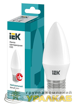 Лампа светодиодная Eco 7Вт C35 свеча 4000К нейтр. бел. E27 230В IEK LLE-C35-7-230-40-E27