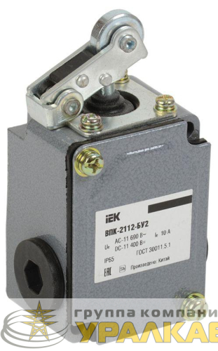 Выключатель концевой ВПК-2112-БУ2 рычаг с роликом IP65 IEK KV-1-2112-1 детальная картинка