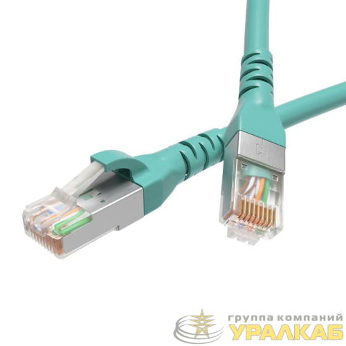 Патч-корд экранированный CAT6A S/FTP 4х2 LSZH 3м бирюз. DKC 