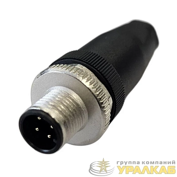 Разъем М12 4A штыревой винт пластик. прямой резьба PG7 каб. часть СЦМ120015-04A СТЭЗ 185200119
