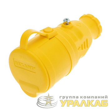 Розетка переносная влагозащищенная с крышкой с заземл. 16А IP44 каучук желт. Rexant 