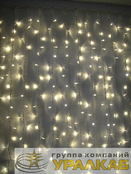 Гирлянда светодиодная "Бахрома" 1.8х0.5м 48LED схема нитей 1/2/3/5/3/2 тепл. бел. IP20 возможность соединения до 3шт 220В КОСМОС KOC_CUR-V21