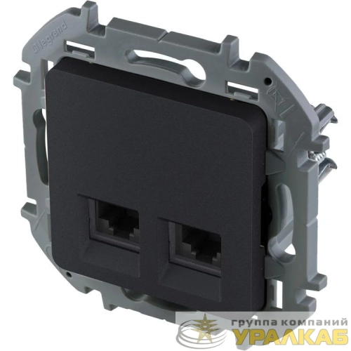 Розетка компьютерная 2-м Inspiria RJ45 кат.6 UTP механизм антрацит Leg 