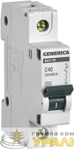 Выключатель автоматический модульный 1п C 40А 4.5кА ВА47-29 GENERICA MVA25-1-040-C