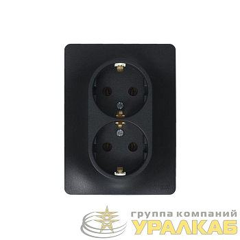 Розетка 2-м Glossa 16А с заземл. в сборе антрацит SE GSL000724
