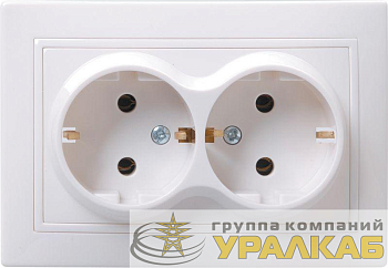Розетка 2-м СП Кварта РС12-3-КБ 16А IP20 с заземл. без защ. шторок бел. IEK ERK24-K01-16-DM