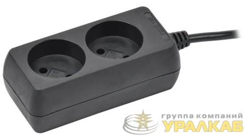 Удлинитель 2х5м без заземл. 10А IP20 У2 250В ПВС 2х0.75 черн. IEK WYP10-06-02-05-K02 детальная картинка