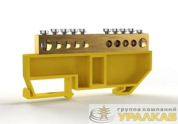 Шина PE "земля" на DIN-изоляторе 8х12мм 10 отвер. латунь TOKOV ELECTRIC TKE-BCB-812-10-DIN/PE