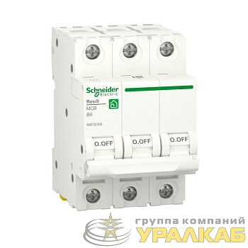 Выключатель автоматический модульный 3п B 6А Resi9 6000А SchE R9F02306