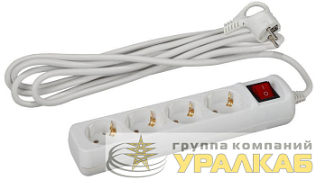 Удлинитель 4х5м с заземл. 16А IP20 ПВС 3х1 с выкл. Эра Б0028380