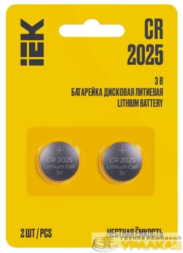 Элемент питания дисковый литиевый CR2025 (блист.2шт) IEK ABT-CR2025-OP-L02 детальная картинка