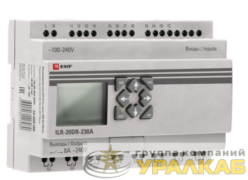 Реле программируемое 20 входов/выходов с дисплеем 230В PRO-Relay PROxima EKF ILR-20DR-230A детальная картинка