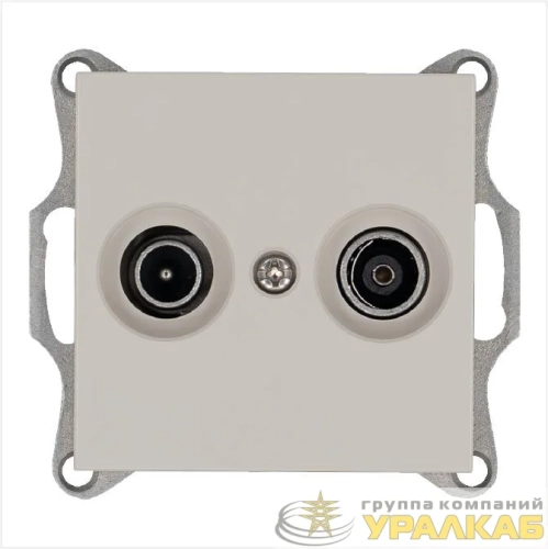 Розетка телевизионная оконечная TV + FM 2-м Ф9.5мм механизм тауп Jasmart G6204T детальная картинка