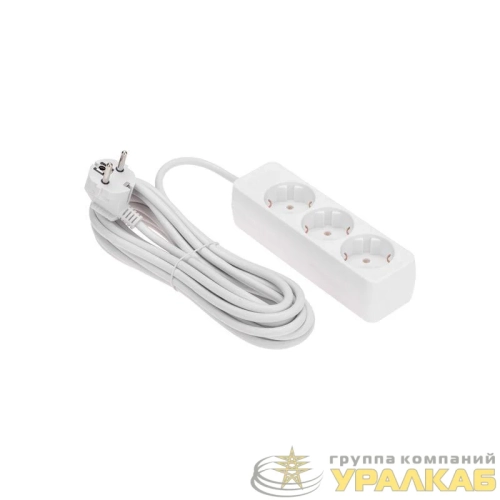 Удлинитель 3 гнезда 5м 3х0.75кв.мм с/з бел. PROCONNECT 13-4210 детальная картинка