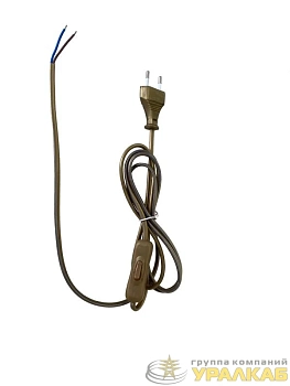 Провод с евроштекером с выключателем 2м 2х05кв.мм 2.5А зол. Duwi 