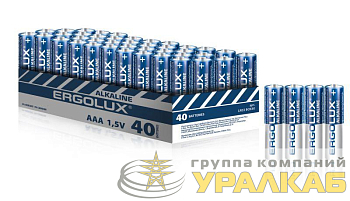 Элемент питания алкалиновый AAA/LR03 1.5В Alkaline BOX40 ПРОМО (уп.40шт) Ergolux 14672