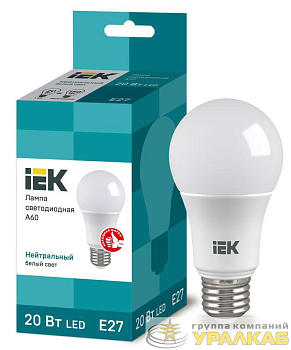 Лампа светодиодная Eco 20Вт A60 грушевидная 4000К нейтр. бел. E27 230В IEK LLE-A60-20-230-40-E27