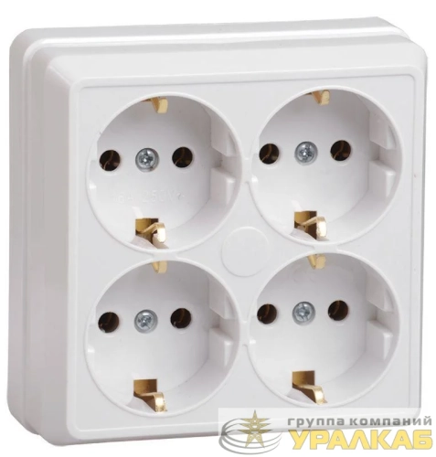 Розетка 4-м ОП Октава РС24-3-ОБ 16А IP20 с заземл. бел. GENERICA ERO41-K01-16-DC детальная картинка