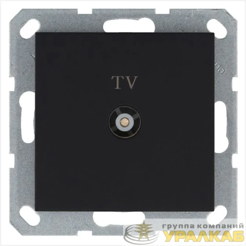 Розетка телевизионная оконечная TV Ф9.5мм механизм черн. матов. soft touch Jasmart 