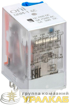 Реле интерфейсное ORM-1 4C 24В DC с LED и тест. кнопкой ONI ORM-1-4C-DC24V-L-B