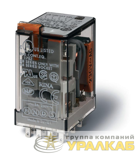 Реле миниатюрное 4CO 7А кат. 230В AC RTI FINDER 