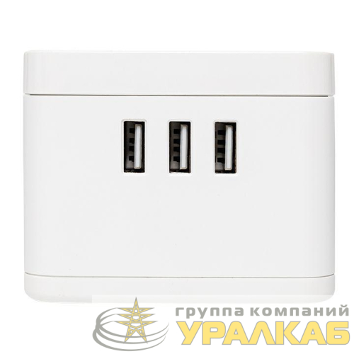 Удлинитель "Куб" 2х1.3м 3USB 2.4А+зарядное устройство 1кв.мм EKF UBA-CUB-3-WC детальная картинка