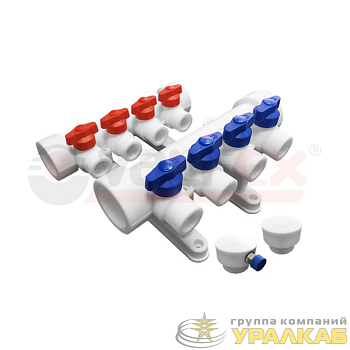 Группа коллекторная 40х20 на 2 выхода (4/1) бел. VALFEX 