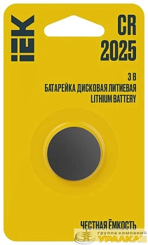 Элемент питания дисковый литиевый CR2025 (блист.1шт) IEK ABT-CR2025-OP-L01
