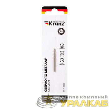 Сверло по металлу 1.5мм HSS DIN 338 (уп.2шт) Kranz KR-91-0552