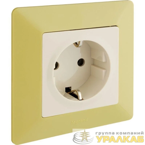 Розетка 1-м СП Valena Life 16А IP2X 250В 2P+E безвинтов. клеммы с лицев. панелью механизм сл. кость Leg 753521 детальная картинка