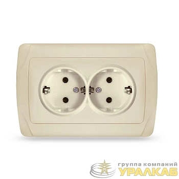 Розетка 2-м СП Маргарита 16А IP20 с заземл. сл.кость (ivory) UNIVersal 