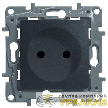 Розетка 1-м СП Etika 16А IP31 250В 2P без заземл. защ. шторки немецк. стандарт винтов. клеммы механизм антрацит Leg 672634
