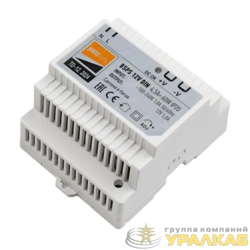 Блок питания для светодиодной ленты BSPS DIN 12В 4.5А=60Вт PL IP20 Pro+ JazzWay 5049963 детальная картинка