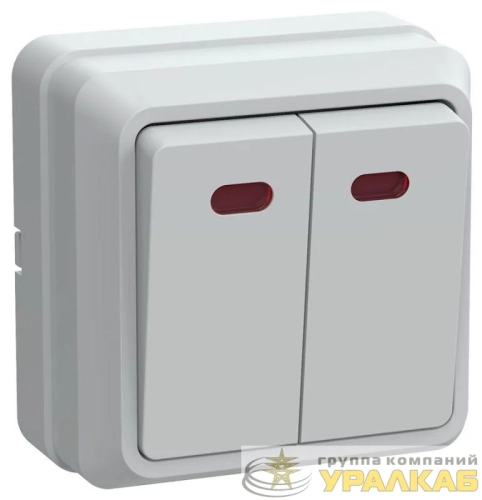 Выключатель 2-кл. ОП Октава 10А IP20 ВС20-2-1-ОБ с индикацией бел. IEK EVO21-K01-10-DC детальная картинка