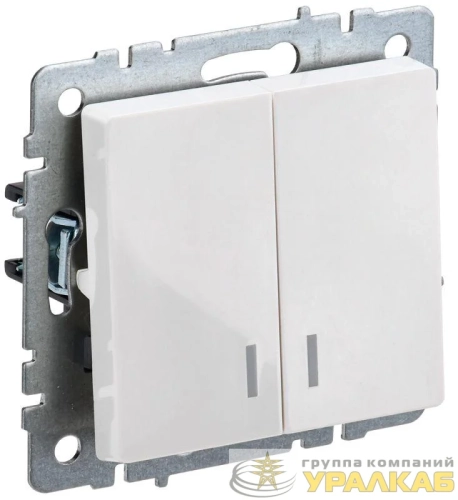 Выключатель 2-кл. СП BRITE ВС10-2-1-БрБ 10А с индик. механизм бел. IEK 